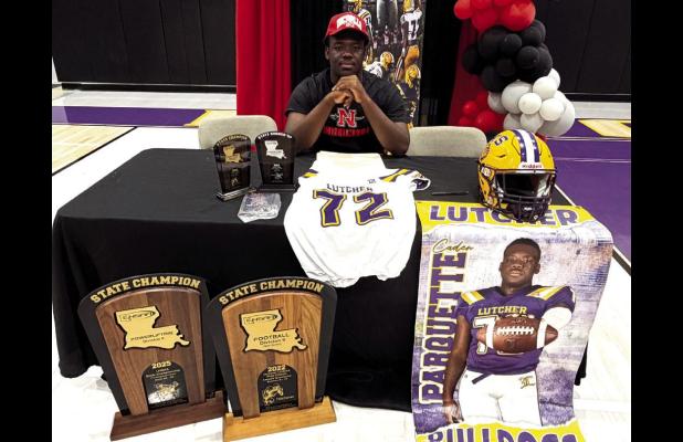 With the swipe of a pen Lutcher Bulldog offensive lineman Caden Parquette became a Nicholls State Colonel. Parquette, signed a scholarship offered by Nicholls, got his first start in the semifinal round of the playoffs when he was a freshman and he would 