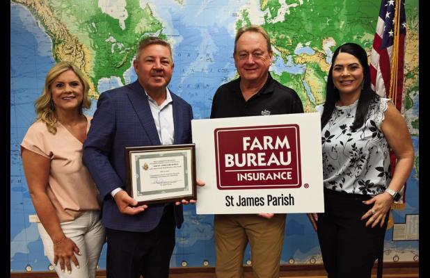 East St. James Farm Bureau staff (from left) Jennifer St. Pierre, Blane Brignac, Bryant Richard and Cassie Moran. The St. James Parish Economic Development Board named East St. James Farm Bureau Business of the Month. and the agricultural community. Manag