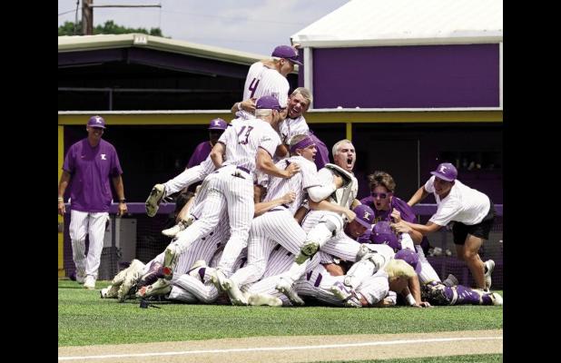 Bull-Dog Pile! The 2026 Lutcher Bulldog baseball team does the traditional dogpile after beating Rayne 2-1 in Game 3 of the semifinal round and punching their ticket to the championship series to be played in Sulphur, LA. Photo by Tony Schexnayder
