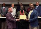 West Bank resident T. C. Bazile was recognized by the St. James Parish Council recently for his achievements at the Special Olympics. Bazile, known as the Hype Man for local sports teams, won gold medals this year that were added to his collection of prev