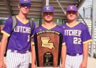 The three pitchers who threw in the State Championship game against Berwick. From left: Quinn Smith (reliever), Noah Detillier (starter) and Jordan Bailey (closer). Photo by Tony Schexnayder Champions!