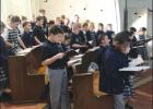 The Third graders at St. Peter Chanel are also the schools choir. Students practice weekly to learn new songs for each month and church season. Some students get the chance to show off their talent singing solo at mass.