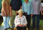 Zula Dupuy, joined by her children (from left) Mary Kay Chambless, Timothy Dupuy, Patricia Rizzuto and Lynnette Hidalgo. Zula celebrated her 99th birthday last Sunday at the Church’s first service since Covid. Methodist Church Celebrates Return To Service And Zula Dupuy’s 99th Birthday