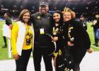 The Valdezes celebrating after the 2019 Class 3A State Championship game won by the Wildcats! From left: Leah, Robert, Raina and Lorynn. Photo by Oliver Hooker “I Loved Every Minute Of It!” Coach Valdez Says He