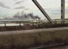 The black smoke plume leaves the America Styrenics facility after a fire ignited in the plant’s Ethylbenzene (EB) Unit.