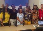 Members of the Sixth Ward Elementary staff and School Board members take a photo with members of the Sixth Ward Elementary faculty and staff. Sixth Ward was recently named a 2021-22 Capturing Kids’ Hearts National Showcase School. Article Image Alt Text