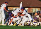 A Bulldog Pile! The 2022 Lutcher Bulldog baseball team celebrates after beating Iowa in the second game of the best of three series. The win advances Lutcher to Sulphur, LA to play No. 2 seed Iota in the semi-finals. The semi-finals will be played at 10:0 Bulldogs Go Through Iowa To Get To Sulphur
