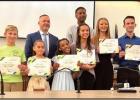 PERFECT SCORES ON LEAP TESTS: The St. James Parish School Board acknowledged students who achieved a perfect score of 850 on last year’s LEAP test. From left are Luke Madere, Mylah Knight, Aubrey Jones, Makenzi Cortez, Harper Copponex and Tristan Olivie School Board Approves Strategic Plan After Public Input