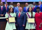 OUTGOING ST. JAMES PARISH ROYALTY: The St. James Parish Council and Parish President Pete Dufresne last week recognized two 2025 outgoing festival queens. Teen Miss Guilliana Trinity Esquivel (left) and Miss St. James Parish Carey Lyn Deroche (right). Car