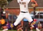 Freshman pitcher Marshall Louque has burst on the scene in 2022 and he will start Thursday’s semi-final game against Iota. Louque has a 0.269 ERA and is batting .475. Photo by Tony Schexnayder Bulldogs Go Through Iowa To Get To Sulphur