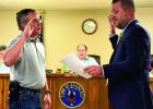 St. James Parish Clerk of Court Shane LeBlanc administers the oath of office to David Dufresne, who will serve as interim Gramercy Police Chief. Sheriff ’s Office To Assist Gramercy With Traffic Control, Speeding Trucks