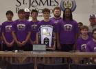 The Lutcher High boys powerlifting team was also recognized during last week’s School Board meeting for winning their second straight State Championship trophy. This is the third time the boys have won it all. Photo by Sarah Forsyth, St. James Parish Sc The Lutcher High boys powerlifting team was also recognized during last week’s School Board meeting for winning their second straight State Championship trophy. This is the third time the boys have won it all. Photo by Sarah Forsyth, St. James Parish Sc