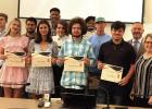 The St. James Parish School Board Tuesday evening recognized Lutcher and St. James High students who scored 30 and above on their ACT test and Platinum level on their WorkKeys. Pictured with the students are School Board President Raymond Gros, Superinten Article Image Alt Text
