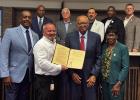 The St. James Parish Council honored St. James native son Dr. Percy Anthony Pierre as an honorary St. James Parish citizen at its meeting of Wednesday, May 20th. Born in the Jamestown community of St. James, Pierre’s family moved to Mississippi and then
