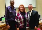 SJRTA President Lucy “Craig” Kennedy, pictured with Board President Raymond Gros and Superintendent of Schools Chris Kimball, was recognized for the Association receiving the Gold Unit Excellence Award. School Board Recognizes 6th War