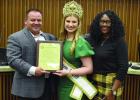Parish President Peter Dufresne and Council Chairwoman Vondra Etienne-Steib honor and recognizeAmber Borne for her reign as Louisiana Cotton Queen LXVIII. Parish Council Amends Ordinance Governing Park Rentals