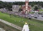 This was the scene at St. Michael Church last Wednesday evening as the Féte Dieu Du Mississippi, traveling the Mississippi River from Baton Rouge to New Orleans, stopped overnight in Convent. Pictured above is the 14 ft. Monstrance created for the celebr St. Micheal Church Shines As Host Of First Ever Féte Dieu Du Mississippi