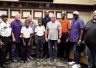 Lutcher Town officials took a photo with several guests who addressed the Board Tuesday night. The two fine young men in the middle are Jasiri and Anansi Baloney (white shirts) and their father Malik Baloney (black shirt). The Baloneys will be ambassadors Lutcher Officials Learn About New, Sustainable, Energy Efficient Homes That Could Be A Viable Option For Residents