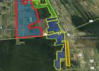Above is a proposed map presented to the St. James Parish Planning Commission of the two separate solar farms seeking to locate to St. James Parish. The red outlines the project proposed by Vacherie Solar Energy Center, LLC and the other outlined areas ar Public Hearing on Proposed Solar Farms in Vacherie
