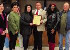 CONDOLENCES TO J. B. FALGOUST FAMILY - The St. James Parish Council last week offered sincere condolences to the family of local farmer and banker Joseph Bienvenue Falgoust who recently died. From left are Falgoust’s daughters Mickey Goldenberg, Joan Or Council Seeks To Give Itself A Pay Raise
