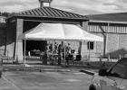National Guard members and other officials prepare a testing tent at Gramercy Elementary. Gramercy Elementary Selected For Drive-through Testing Site