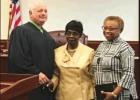 Last December Barbara Woods (center) was sworn in by Judge Tommy Kliebert to serve as the District 1 Gramercy Alderwoman. Woods will fill the unexpired term of long-time District 1 Alderwoman Betty Cooper-Coleman, who sadly passed away last November. Hold
