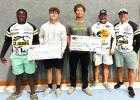 Pictured left to right: Ansyn Joseph, Jaxx Williams, Travis Becnel, Richard Parker (Bass Tactix Director) and Coach Blake Trosclair.