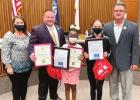 The St. James Parish Council recently recognized three local students for having their artwork selected and featured in the Bayou Council Behavioral Heath Services 2021 calendar. Pictured above (from left to right) are: Jennifer Tregre, Parish President P Environmental Review Results Presented To Council