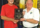 Barry Weber, Grand Knight presenting “Knight of the Year” award to Brother Roger Louque. Knights of Columbus Awards Presented