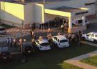 An aerial view of police and first responders thanking the staff at St. James Parish Hospital. The photo was taken from atop a ladder truck. Sheriff ’s Office Honors Local Hospital Workers